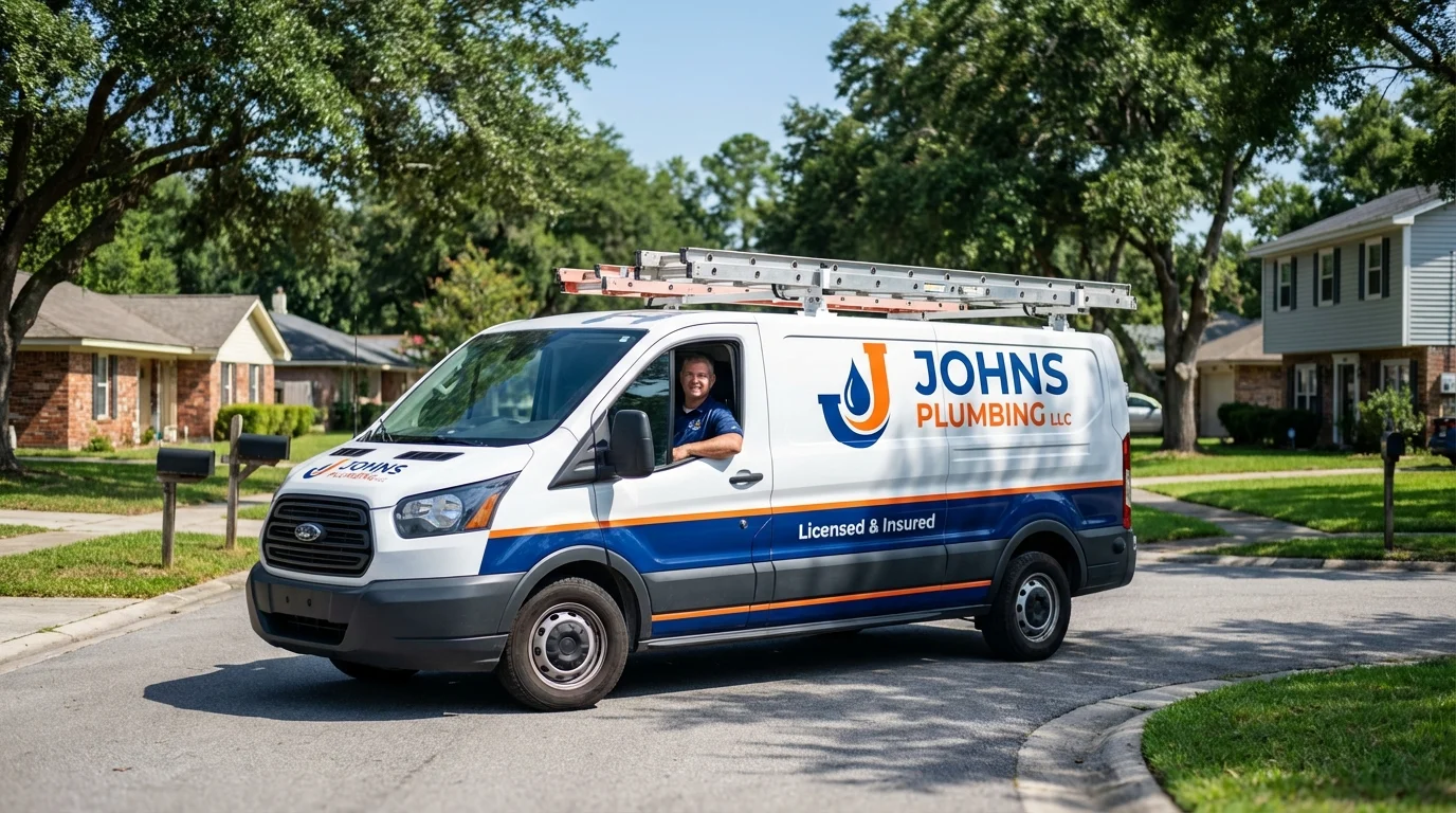 Johns Plumbing LLC service van in Gibson City, IL