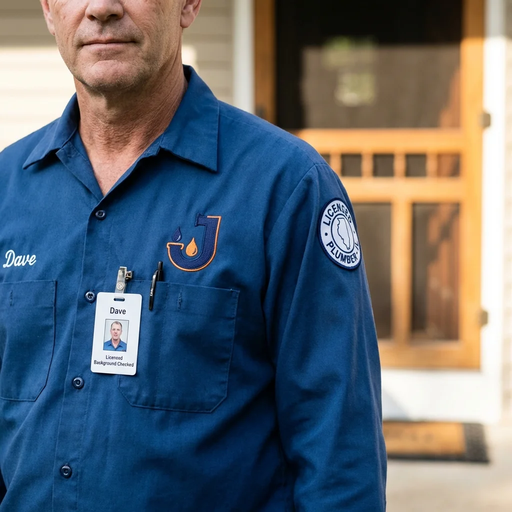 Licensed plumber showing ID badge in Gibson City, IL