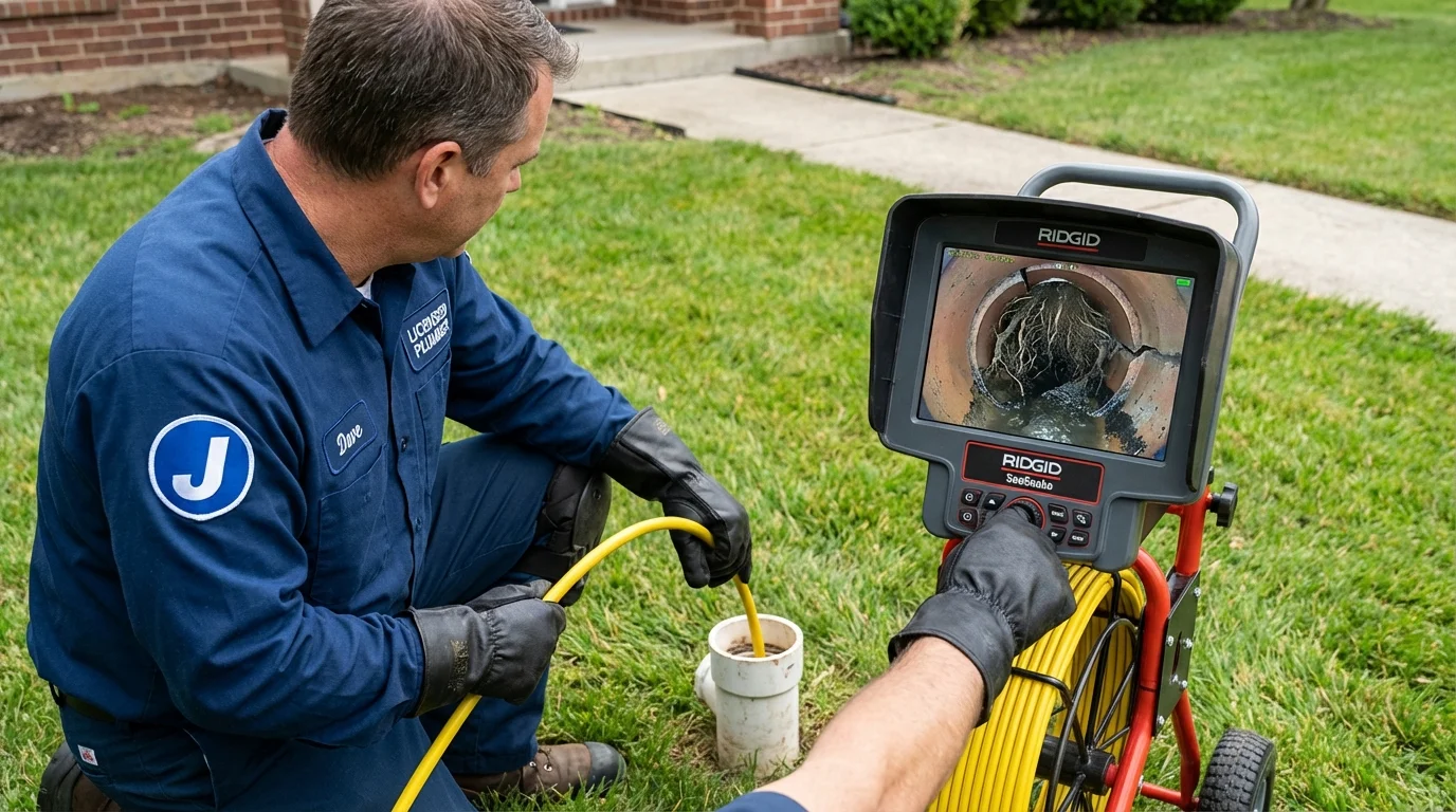 Sewer camera inspection being performed by Johns Plumbing LLC in Gibson City