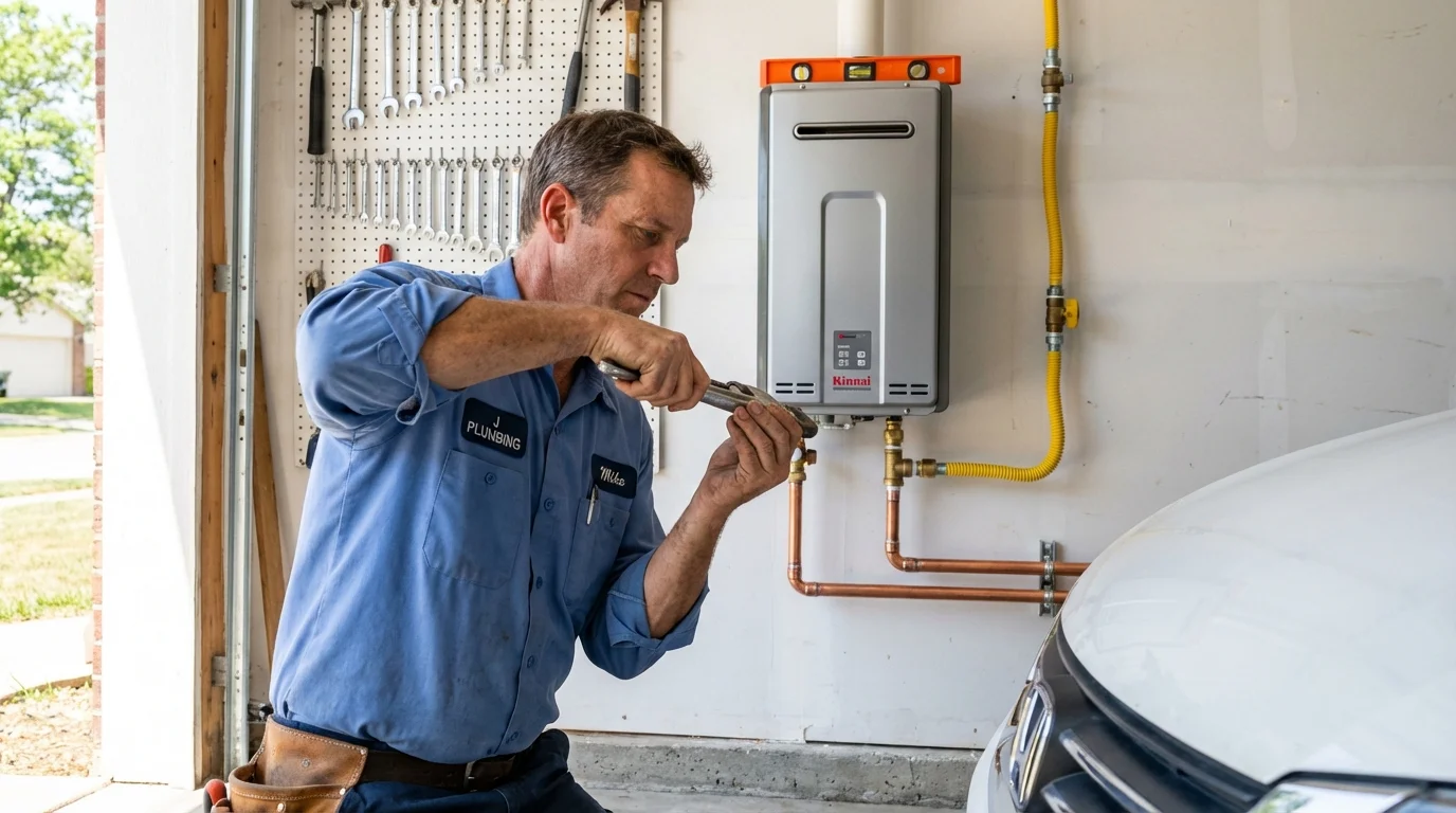 Tankless water heater installation by a Johns Plumbing LLC plumber in Gibson City